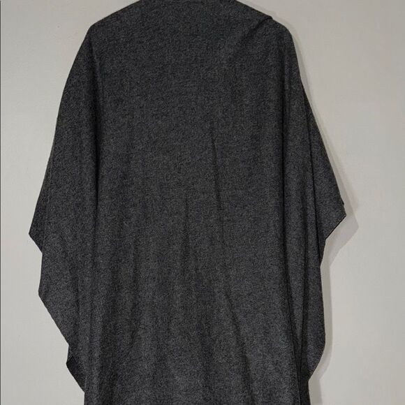 Gray and Black Poncho Sweater with Cape Sleeves - Picture 9 of 12